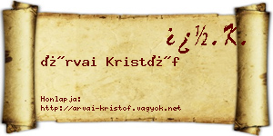 Árvai Kristóf névjegykártya