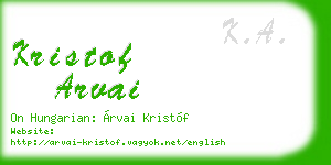 kristof arvai business card